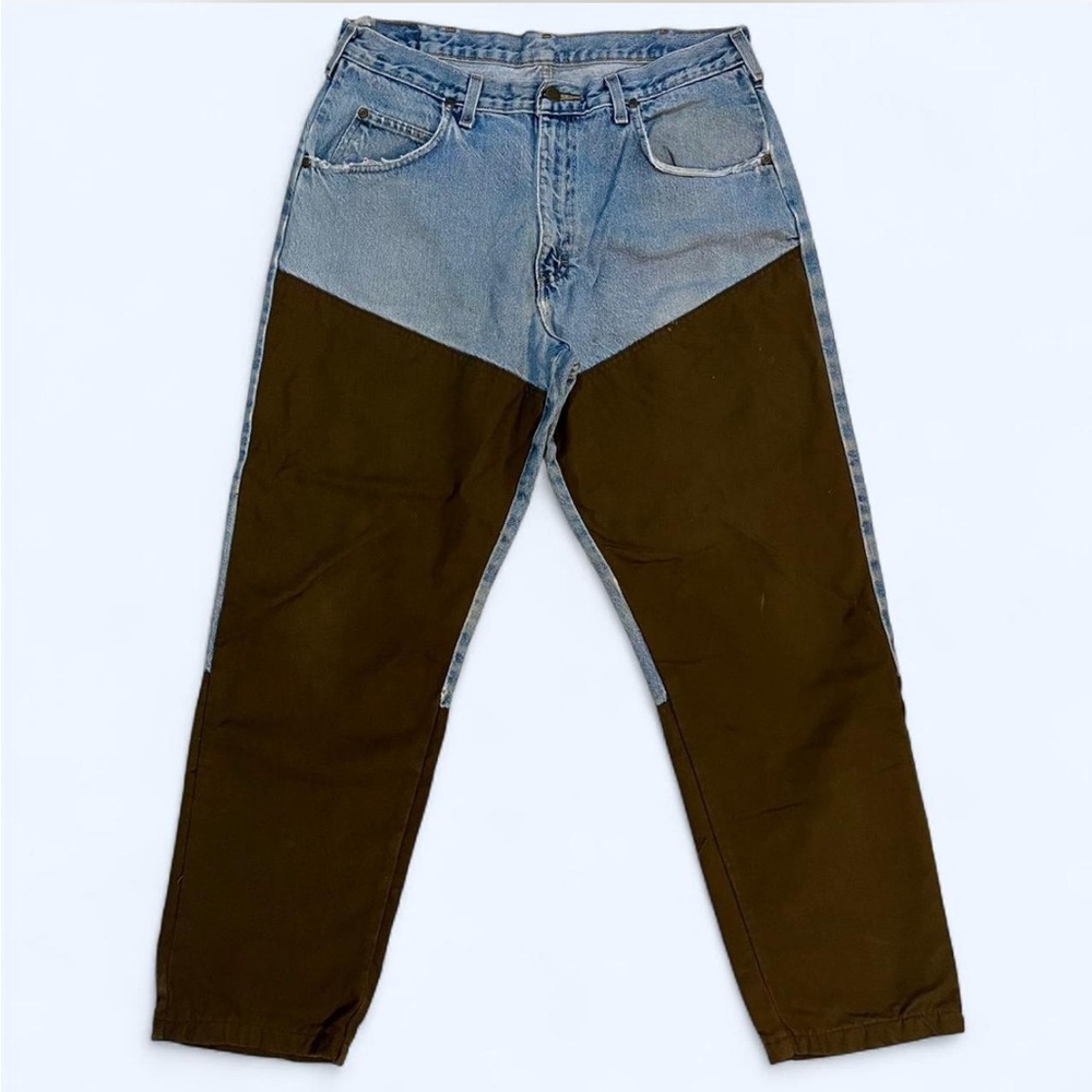 Wrangler Distressed Custom Double Knee Denim Work Pants